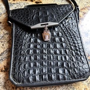 Black crocodile shoulder bag